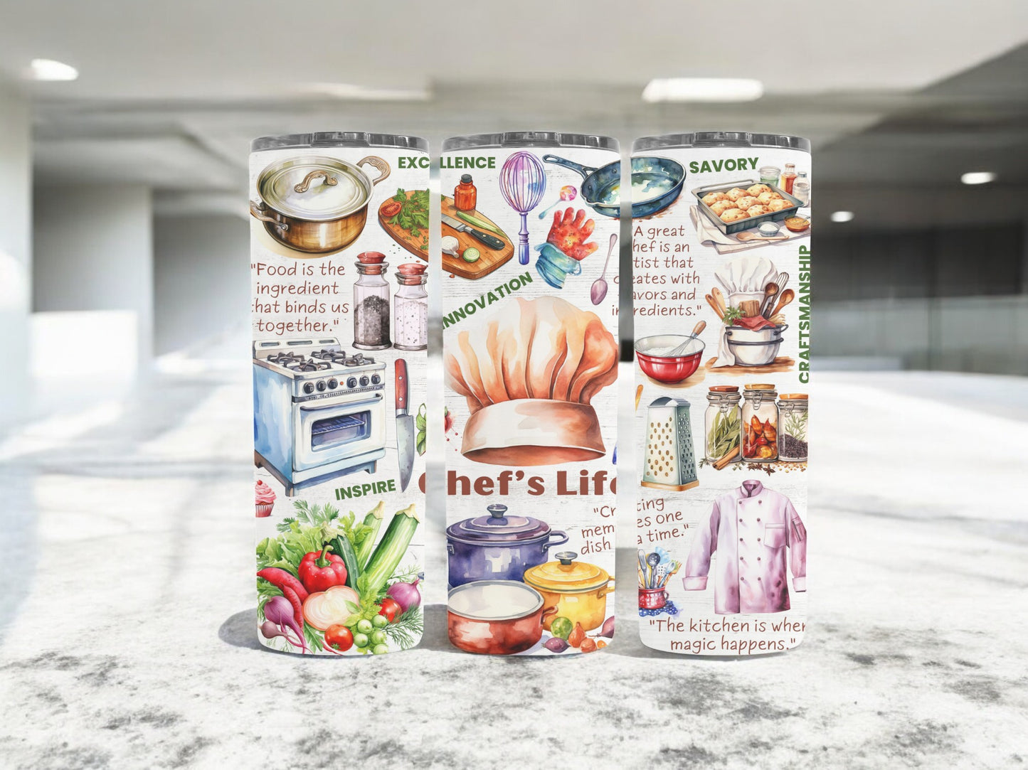 Chefs Life Scattered Graphic 20oz Tumbler