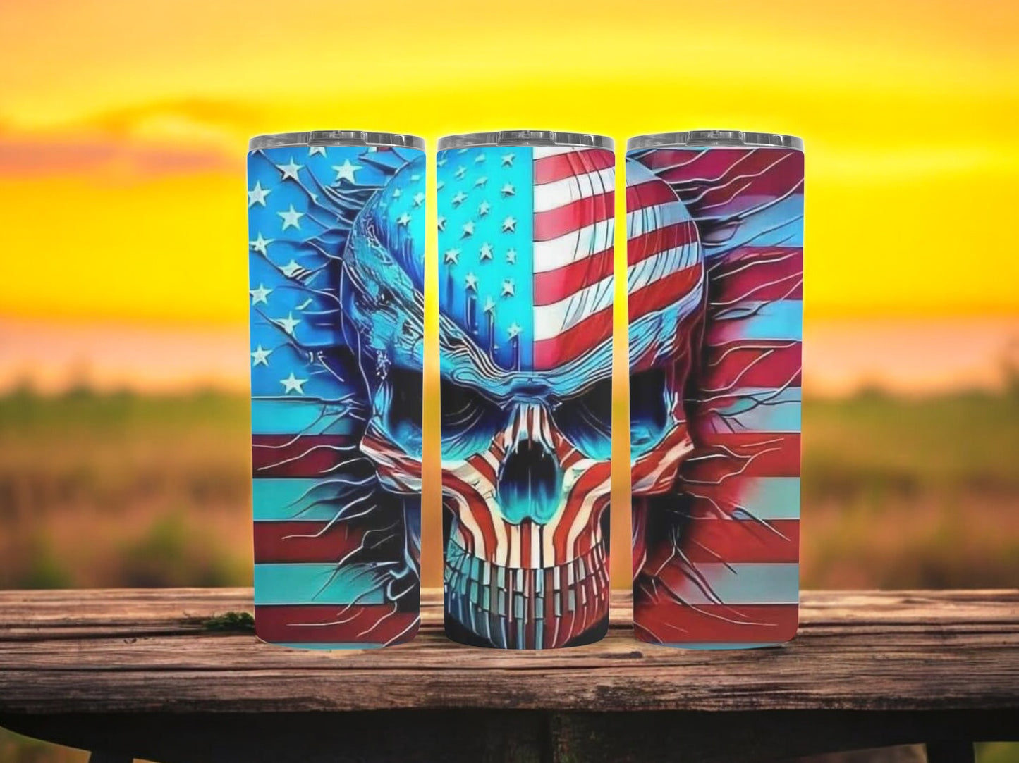 Light American Flag Skull 20oz Tumbler