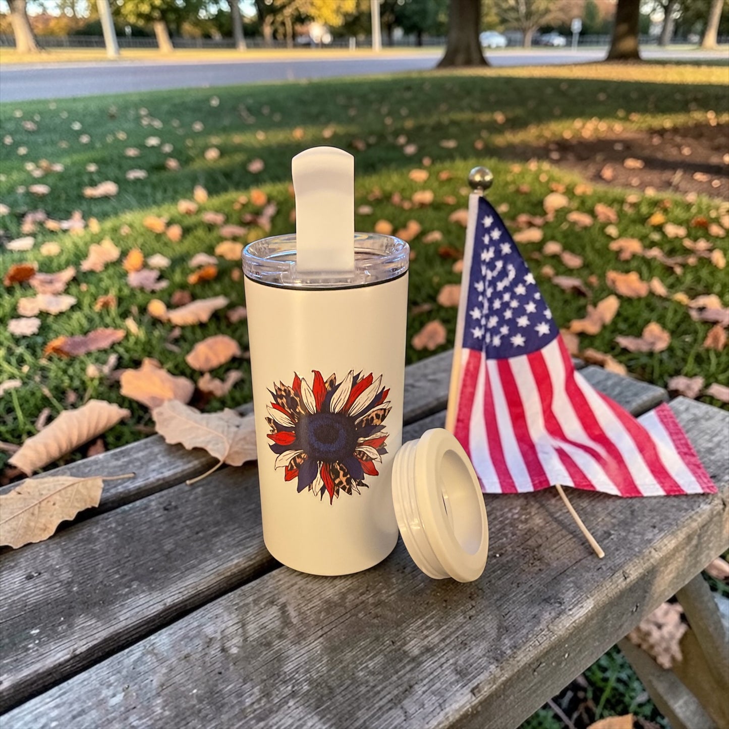 4in 1 can/bottle koozie patriotic flower