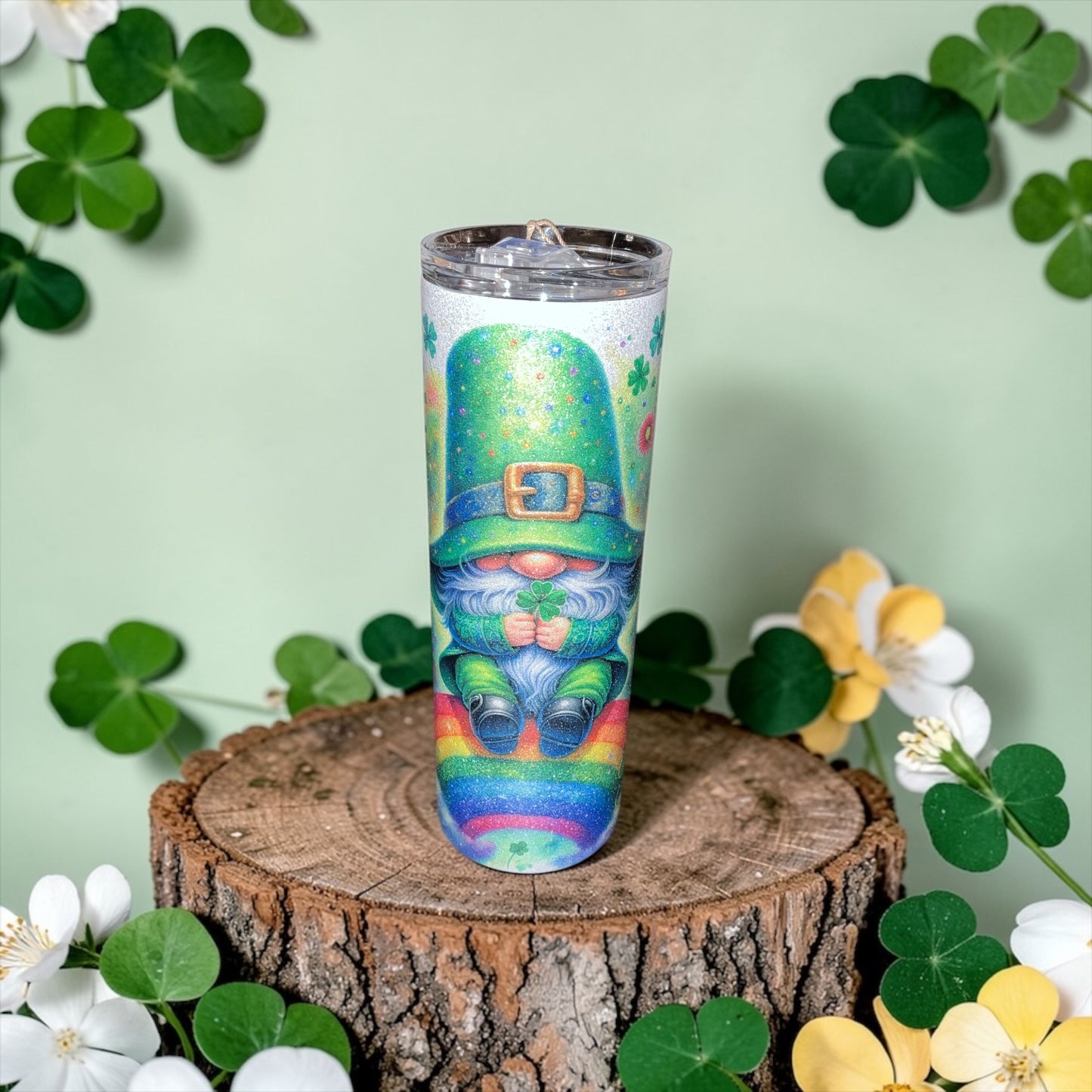 20oz glitter St. Patrick’s Day gnome