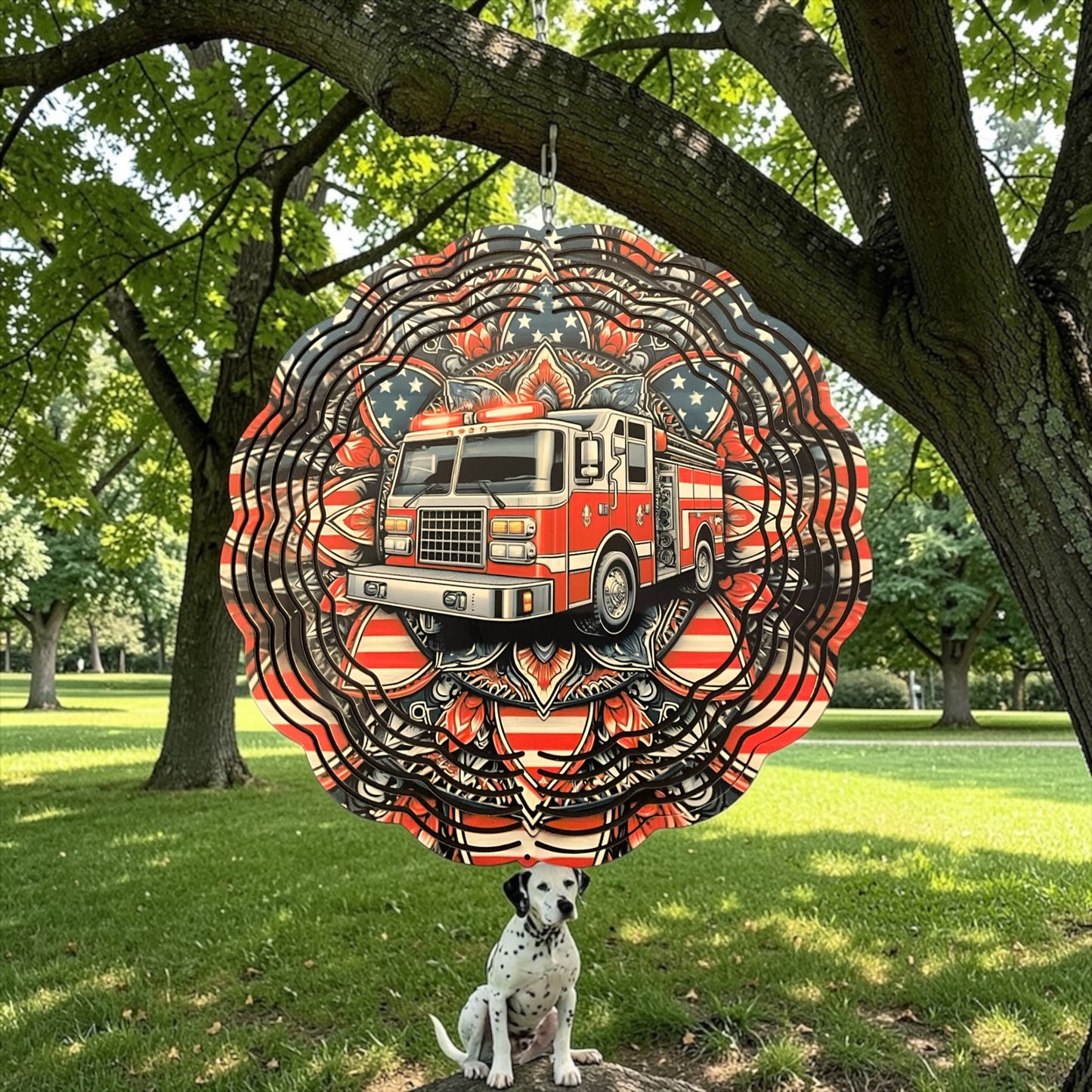 10 inch fire truck wind spinner