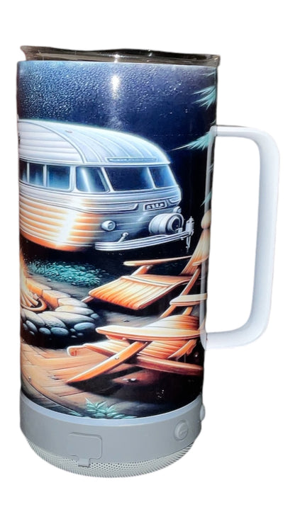 14 oz Handled  vintage Camper Speaker Tumbler