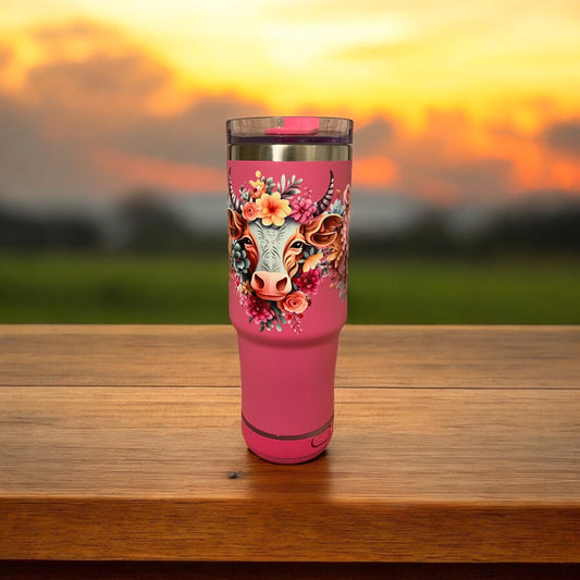 30 oz Cow Flowers Speaker Grippy Tumbler