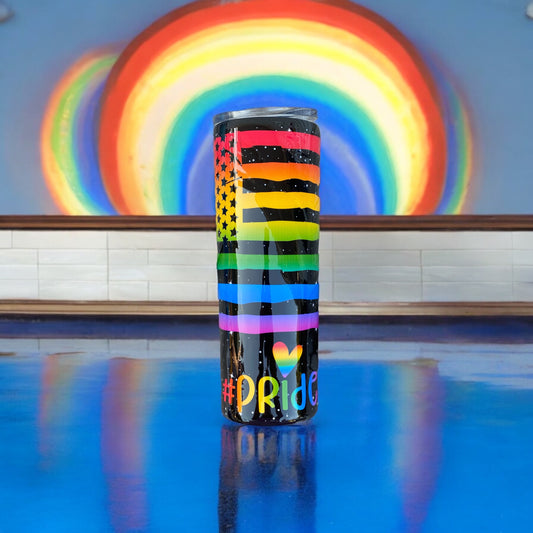 20 oz rainbow flag pride tumbler