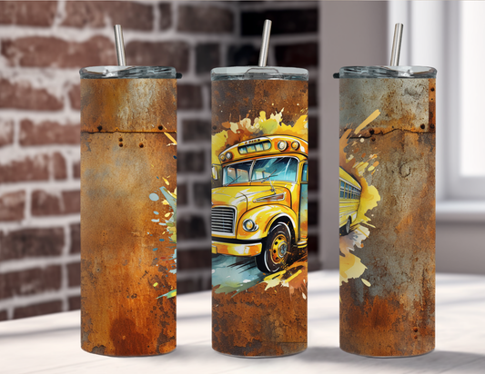 20 oz School bus  rusty metal break through
