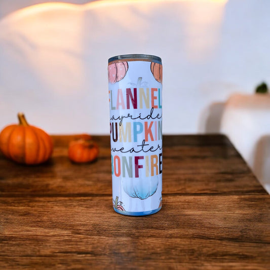 20 oz flannel pumpkin and bonfire tumbler