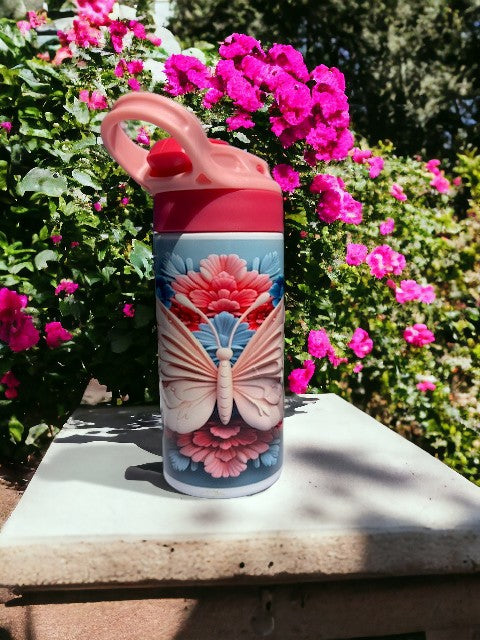 12 oz Wide 3D Butterfly Sippy