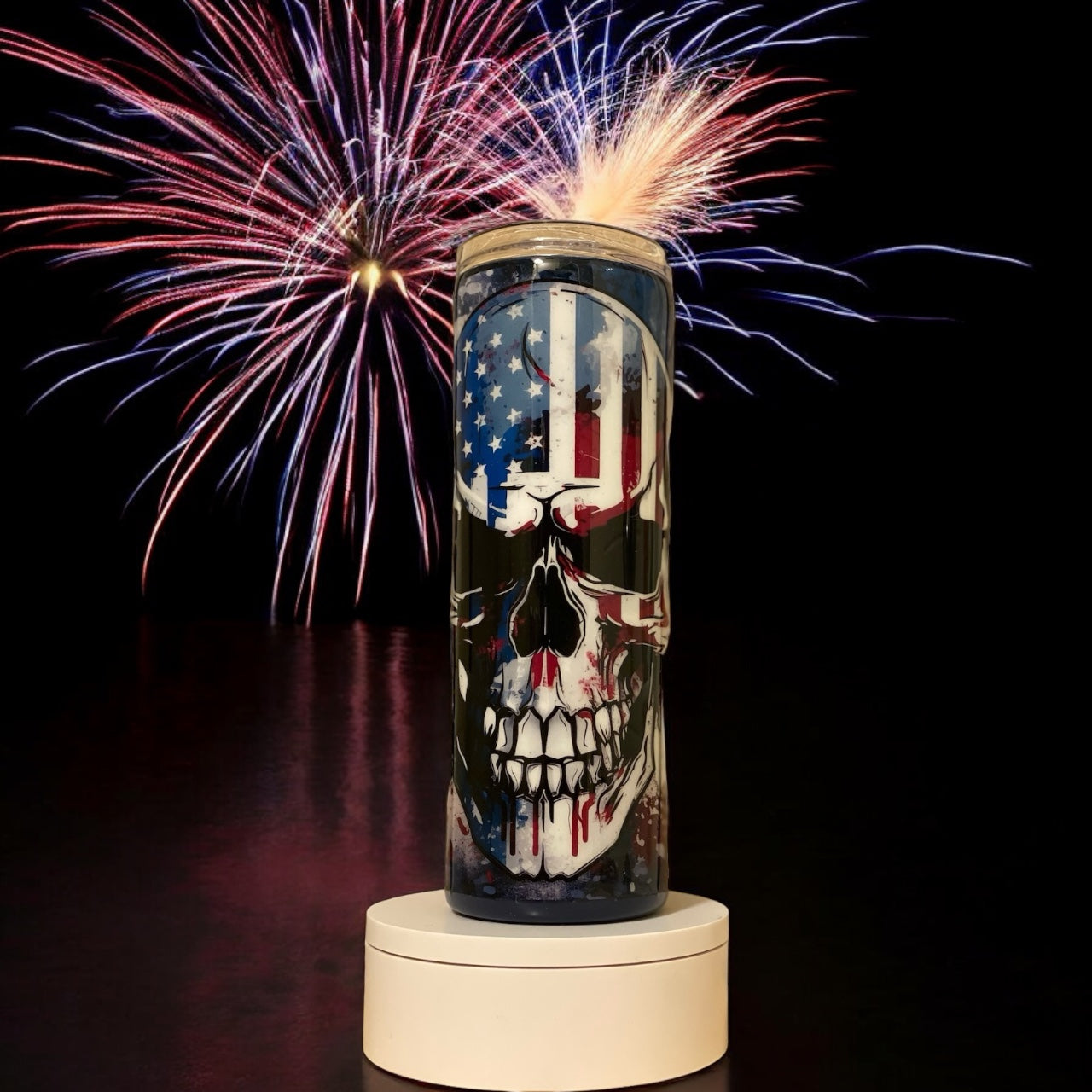 20 Oz patriotic skull tumbler