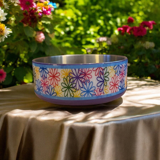 64oz Dog Bowl Flowers