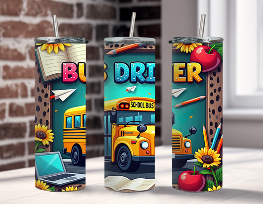 20 Oz School Bus Driver against chalkboard