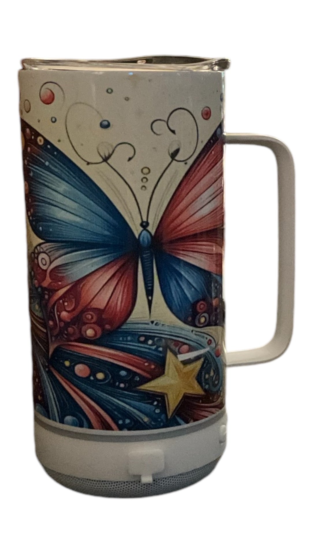 14 oz Handled Butterfly Speaker Tumbler