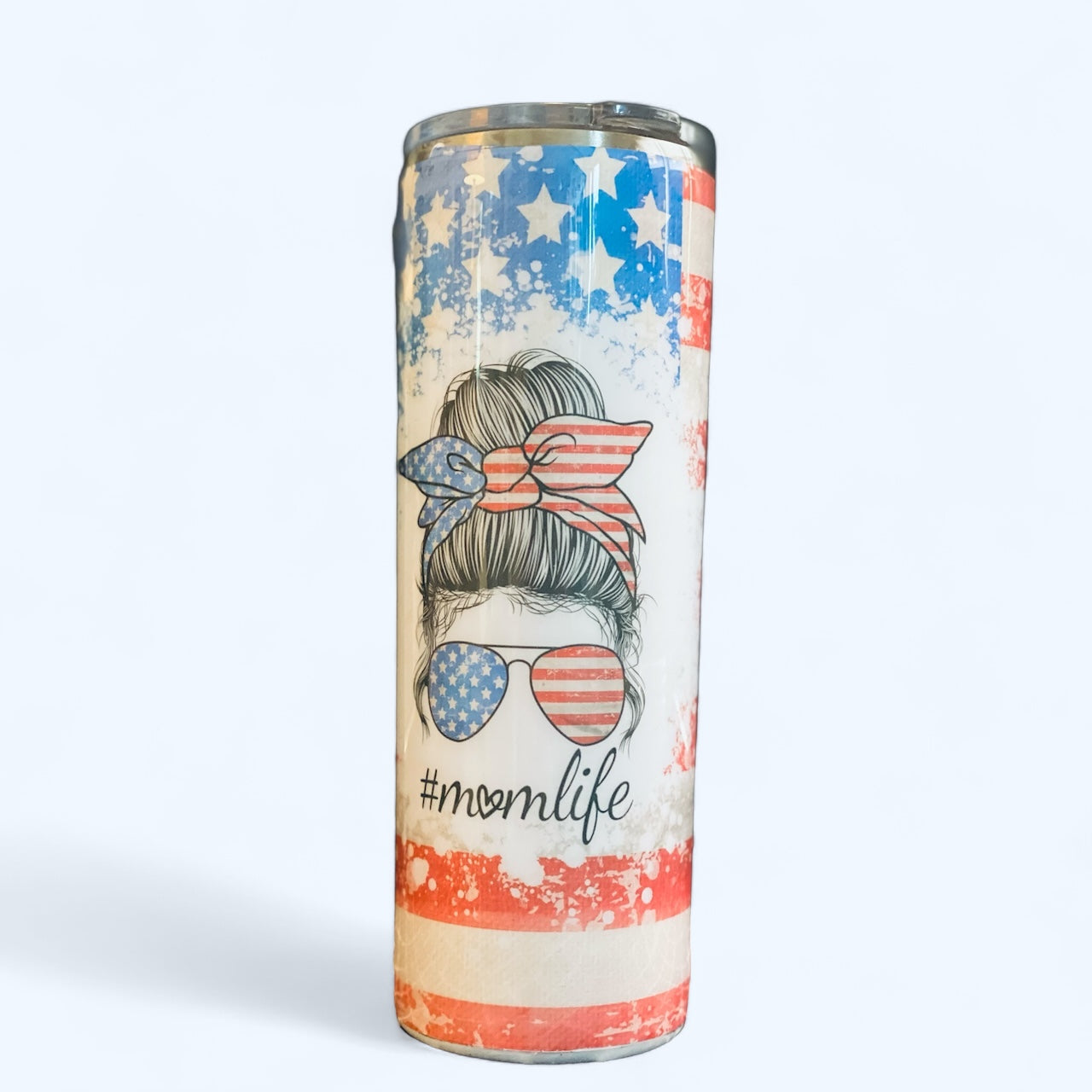 20 oz American flag #momlife Tumbler