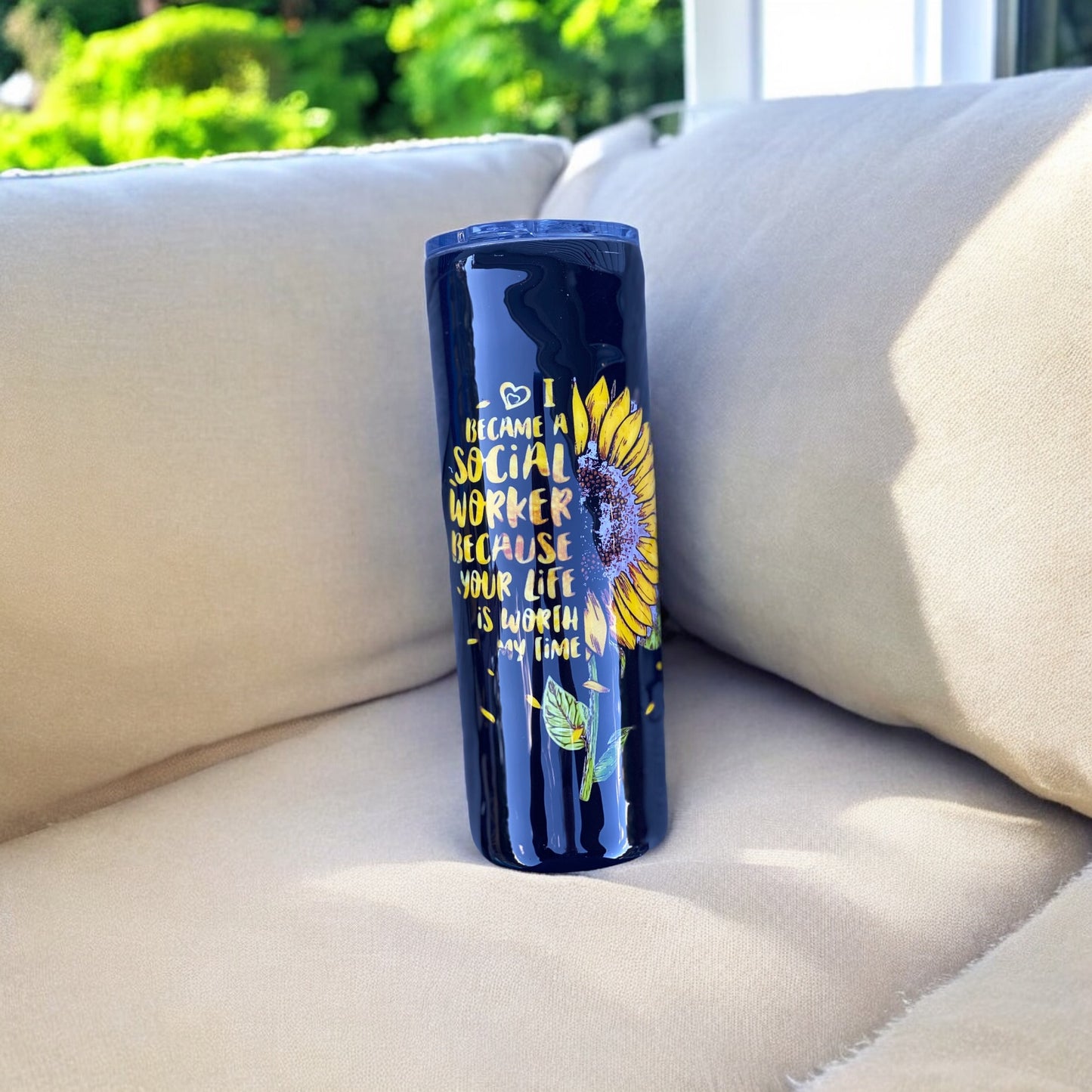 20 Oz sunflower social worker tumbler