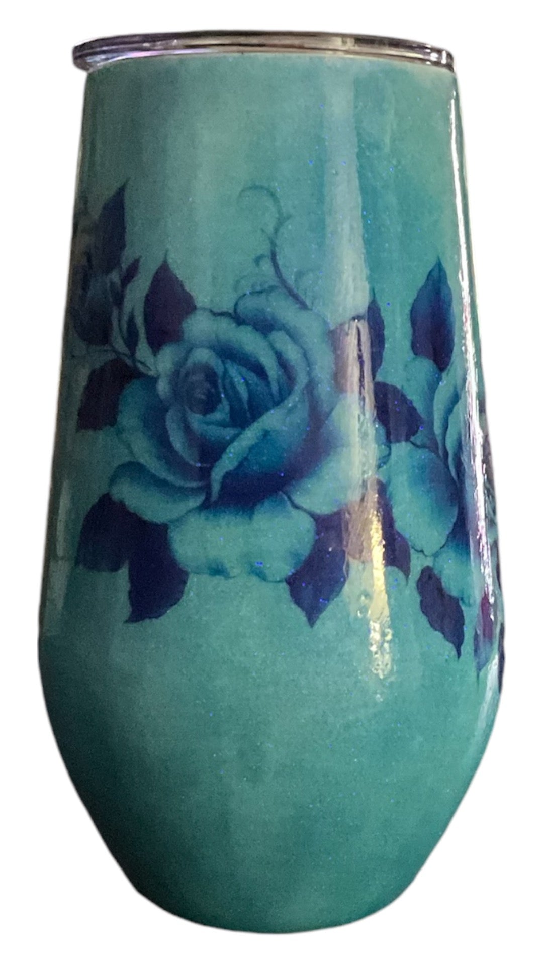 17 oz Stemless Blue Roses Wine Tumbler