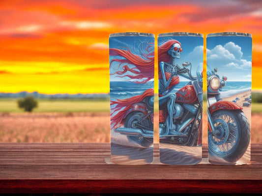 Female Skeleton Biker 20oz Tumbler