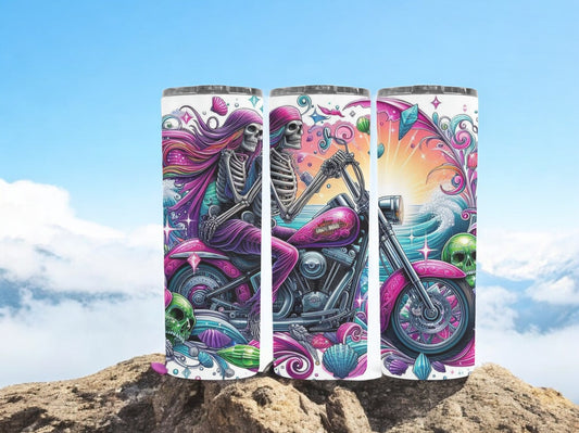 Skeleton Couple on a Motorcycle 20oz Tumbler