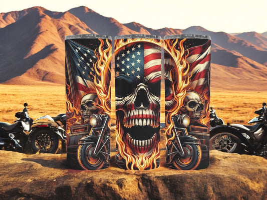 American Flag Skull 20oz Tumbler