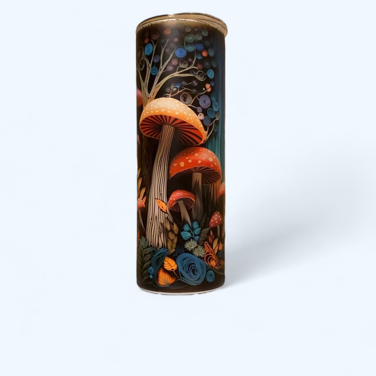 20 oz Blue glow in the dark mushrooms tumbler