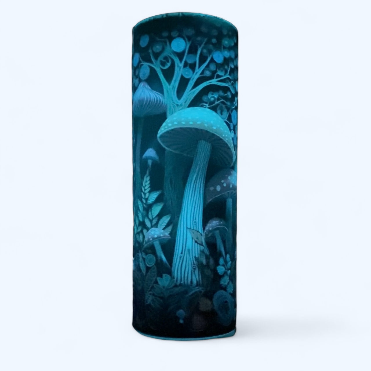 20 oz Blue glow in the dark mushrooms tumbler