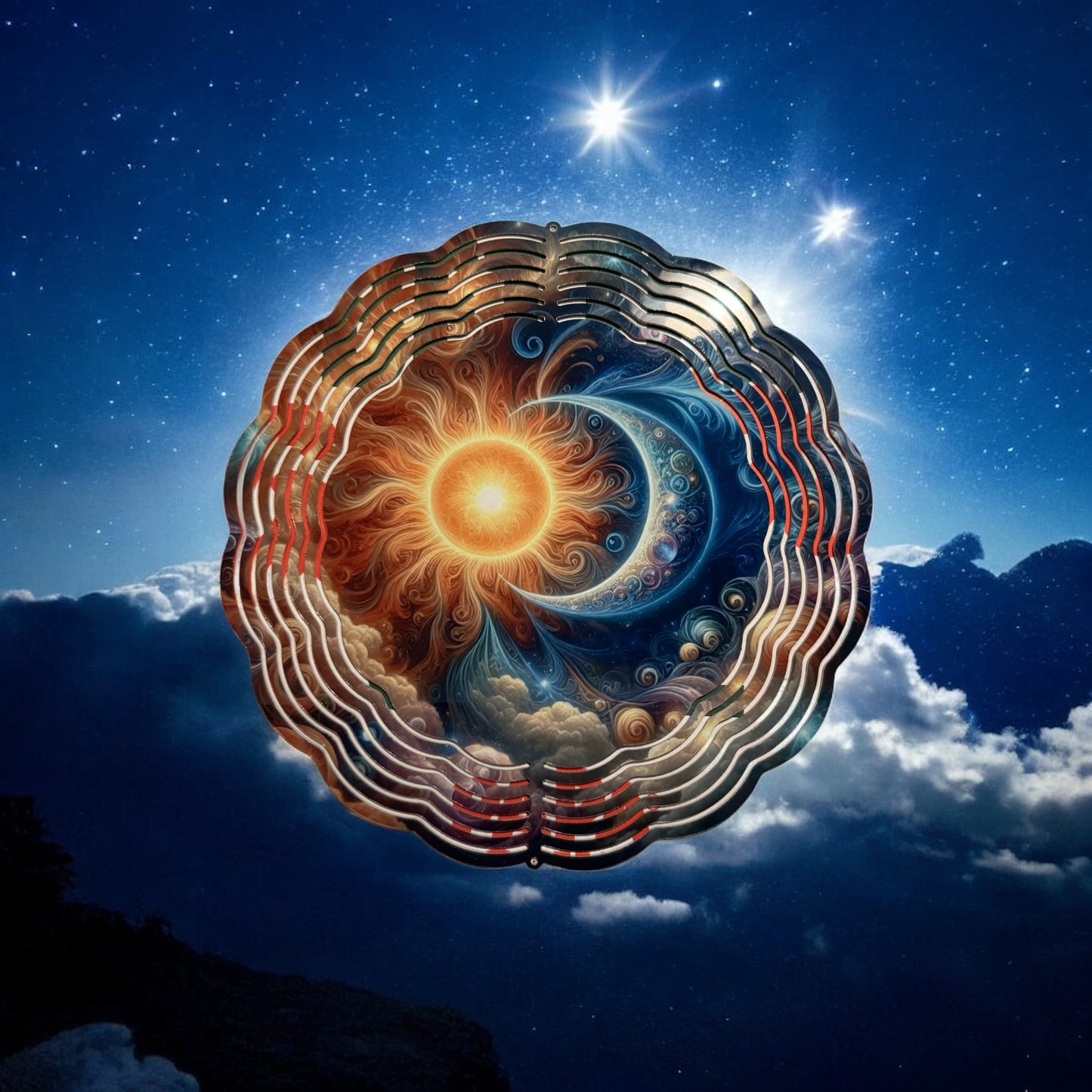 Whimsical DayNight Wind Spinner 10 inch