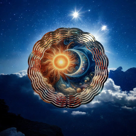 Whimsical DayNight Wind Spinner 10 inch