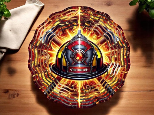 Fire Helmet Wind Spinner 10 inch