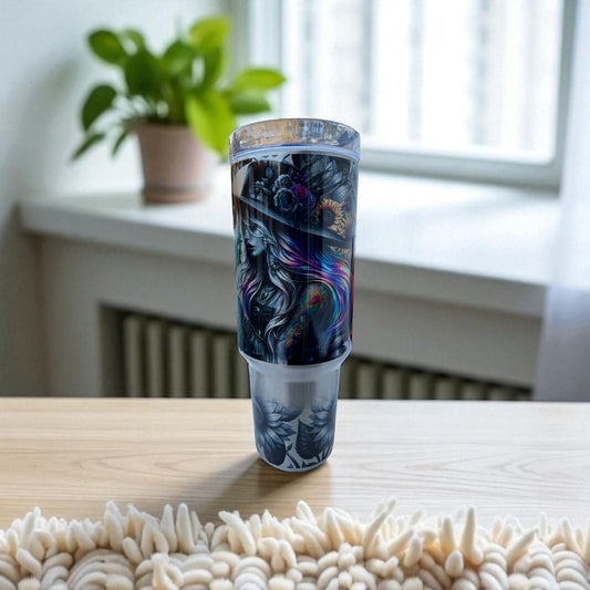40 oz Tattoo Girl Handled Tumbler