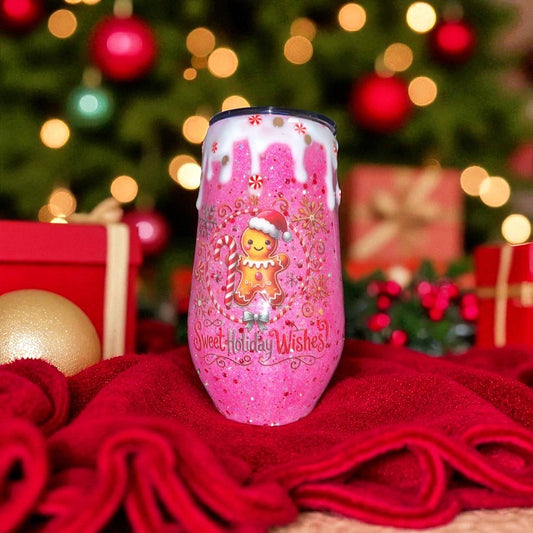 17oz Sweet Holiday Wishes Gingerbread Wine Tumbler