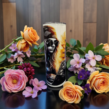20oz Sunflower Tattoo Girl Tumbler
