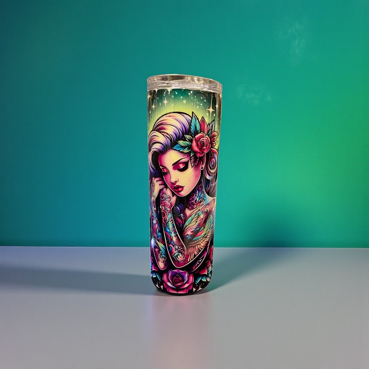 20 oz Tattoo Girl with Wings