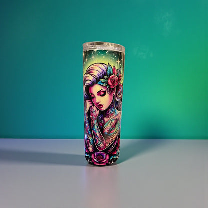 20 oz Tattoo Girl with Wings