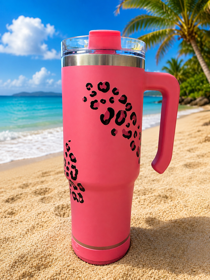 30 ounce handled Tumbler hibiscus