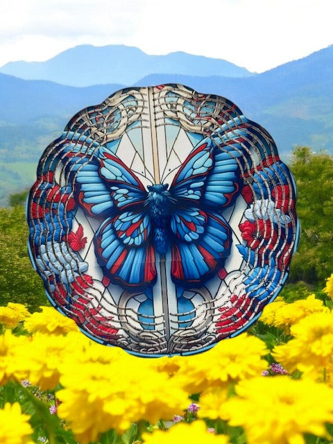 Patriotic Butterfly 10 inch Wind spinner