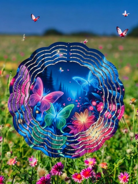 Glow Effect Butterfly 8 inch Wind Spinner
