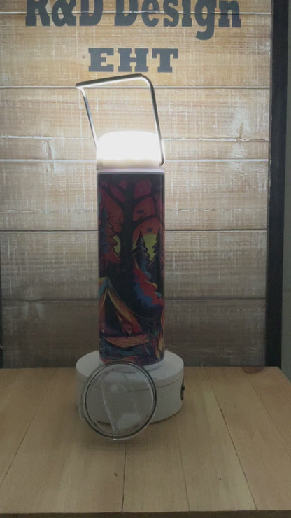 20 oz tent camping tumbler with lantern